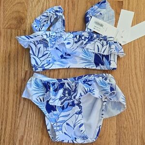 Kids Blue Floral Swim Set